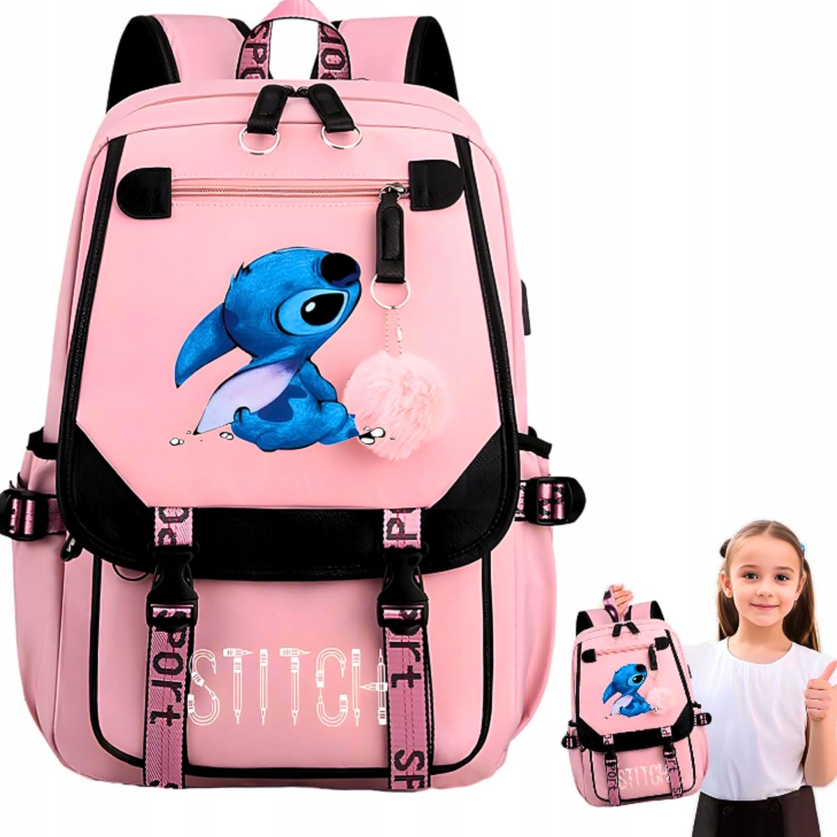 Plecak Szkolny Do Szkoły Przedszkola Tornister Stich Lilo i Stich Pojemny