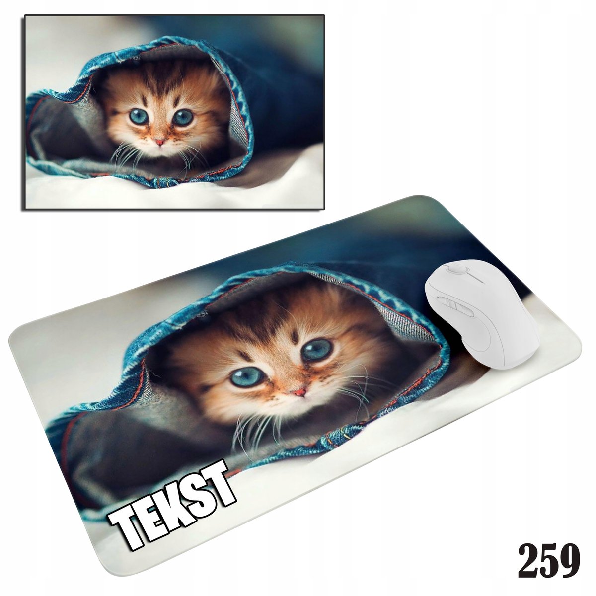 PODKŁADKA POD MYSZKĘ MYSZ WZORY DO WYBORU - KOT KOTEK KOTKI 20x24cm