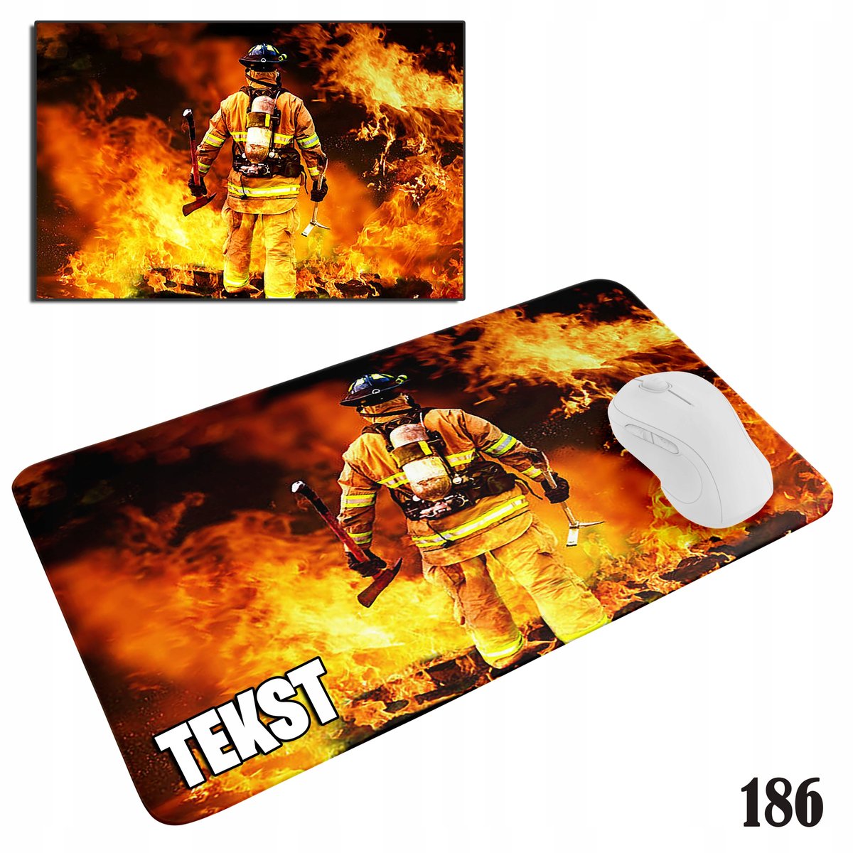 PODKŁADKA POD MYSZKĘ MYSZ WZORY DO WYBORU - STRAŻAK STRAŻ OGIEŃ 29x36cm