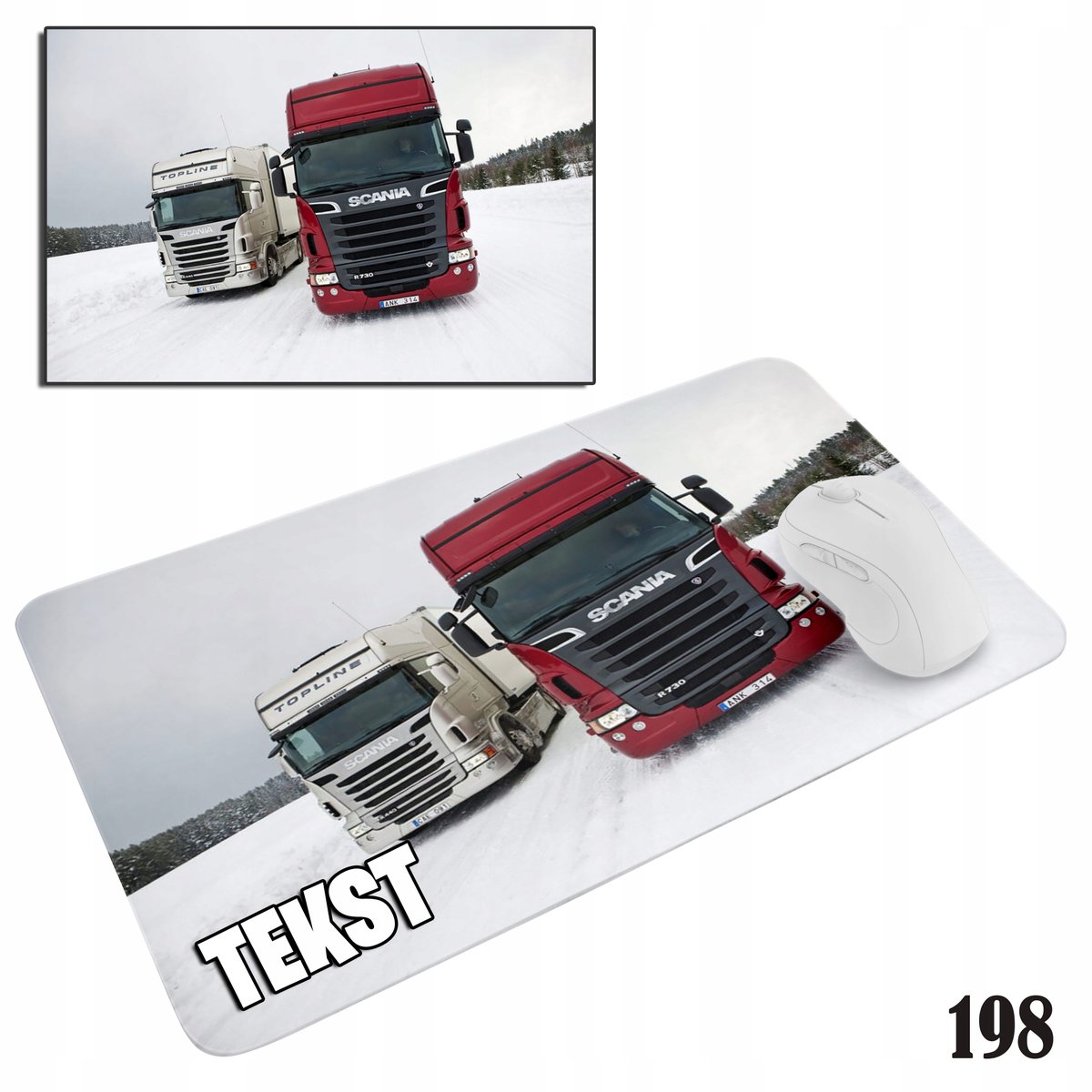 PODKŁADKA POD MYSZKĘ MYSZ WZORY DO WYBORU - SCANIA CIĘŻARÓWKA 20x24cm