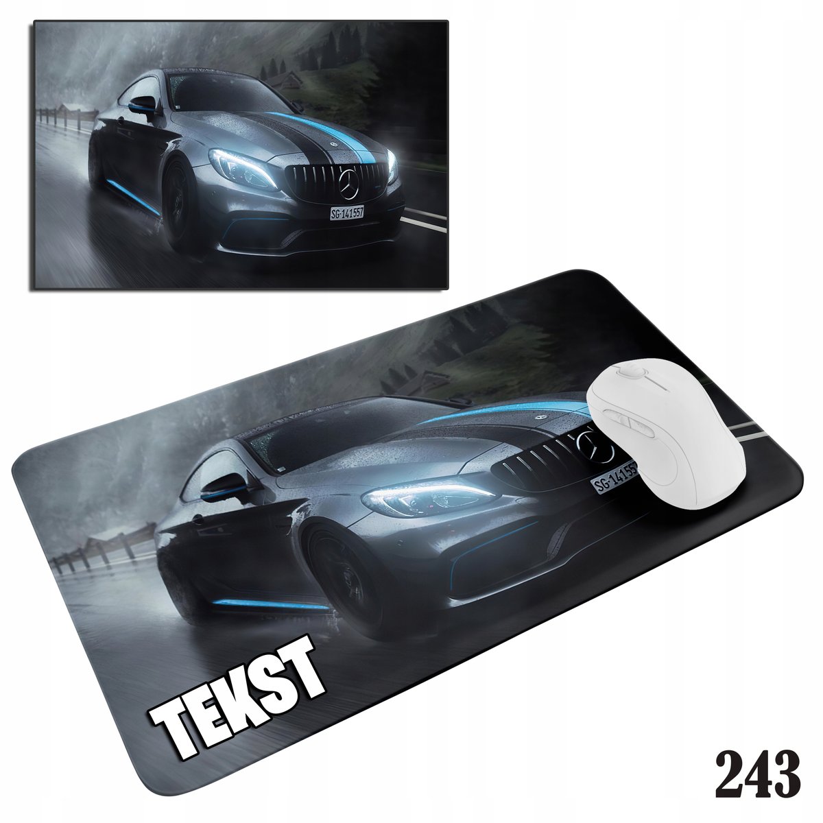 PODKŁADKA POD MYSZKĘ MYSZ WZORY DO WYBORU - MERCEDES SUPER AUTA 29x36cm