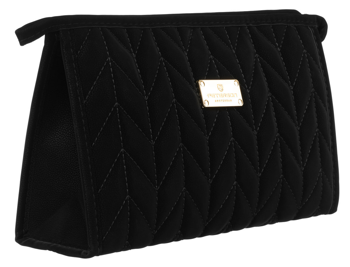 Kosmetyczka damska eko Peterson w jodełkę saszetka na suwak pojemny organizer na kosmetyki, czarny