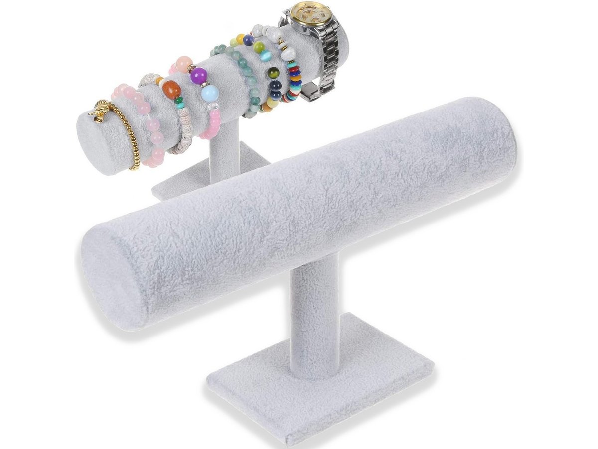 Stojak Na Biżuterię Ekspozytor Zegarki Bransoletki Wieszak Biżuteria Szary