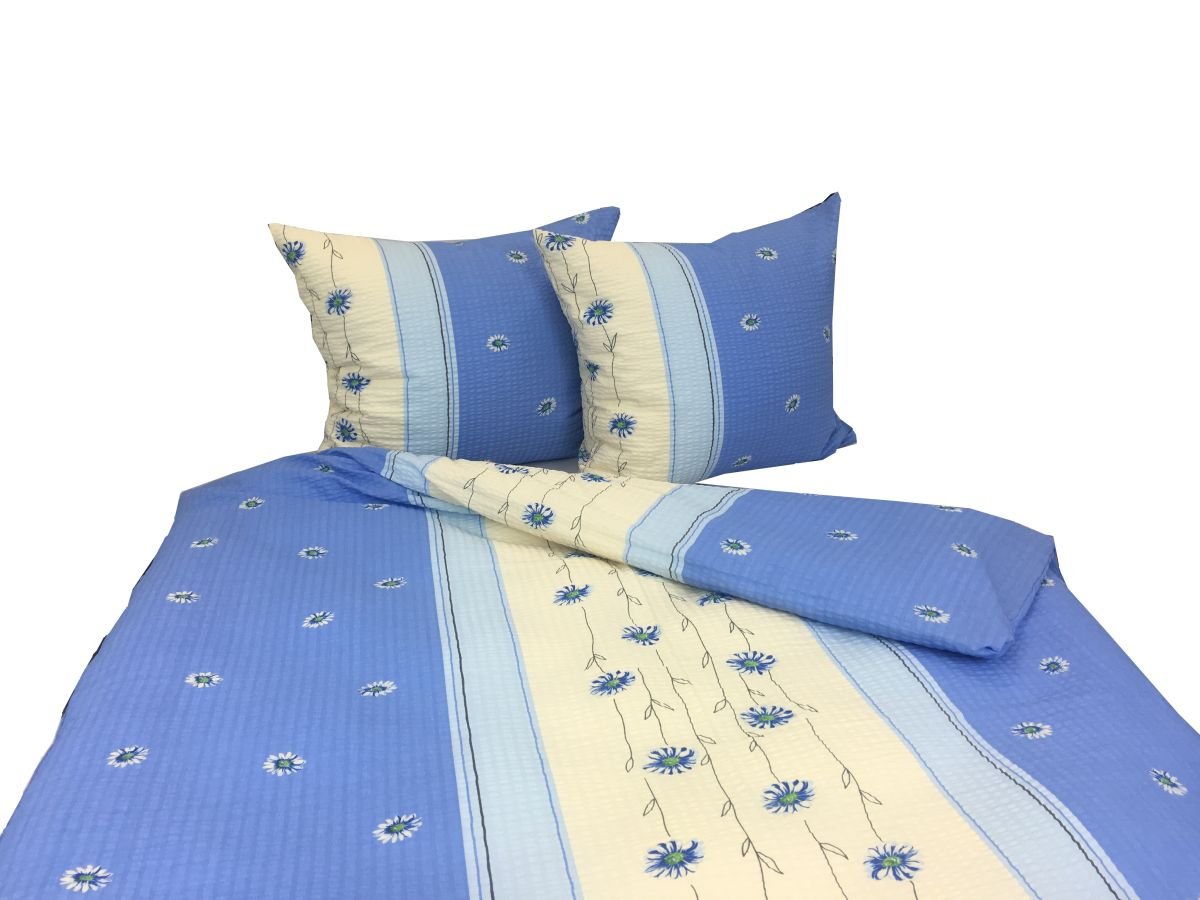 Pościel z kory Lux 160x200 015 jasnoniebieska kwiaty