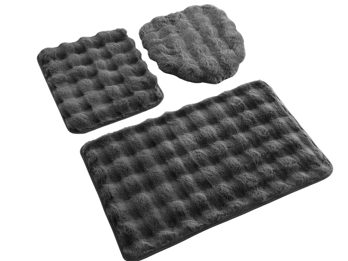 Dywaniki Łazienkowe Aruba 3D Ciemny Szary 3 cz.-3cz. : Dywanik 50x80+ podkładka 50x40+ nakładka 48x50