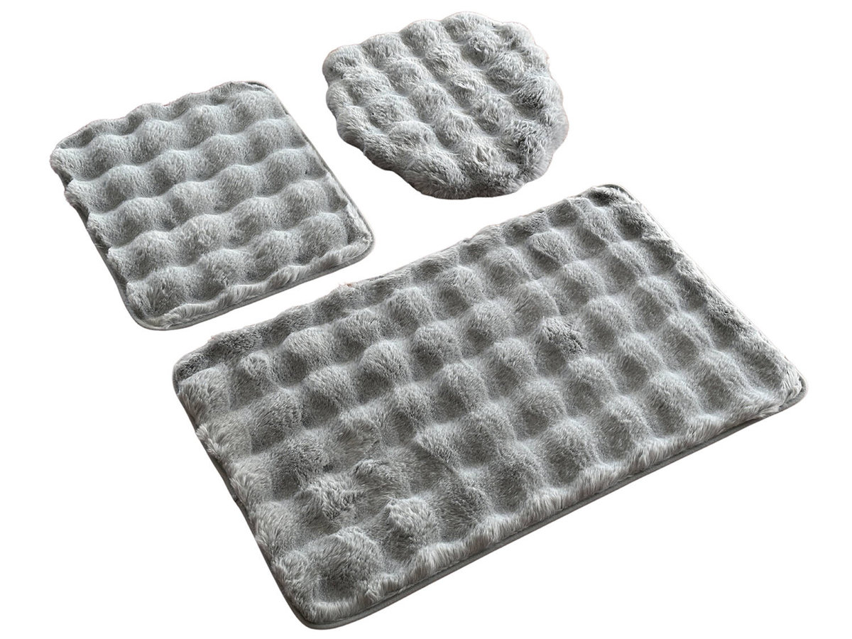 Dywaniki Łazienkowe Aruba 3D Jasny Szary 3 cz.-3cz. : Dywanik 50x80+ podkładka 50x40+ nakładka 48x50