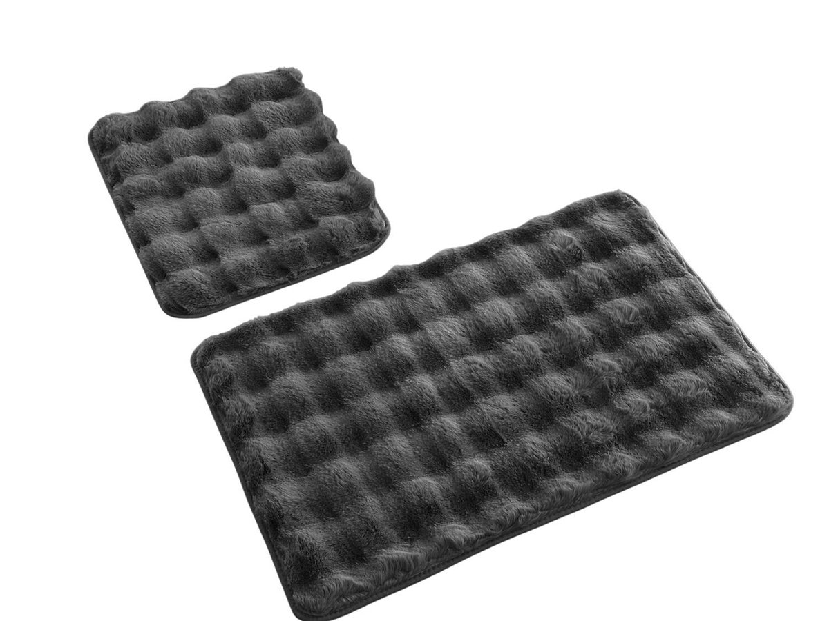 Dywaniki Łazienkowe Aruba 3D Ciemny Szary 2 cz.-2cz. kpl: Dywanik 50x80+ podkładka 50x40
