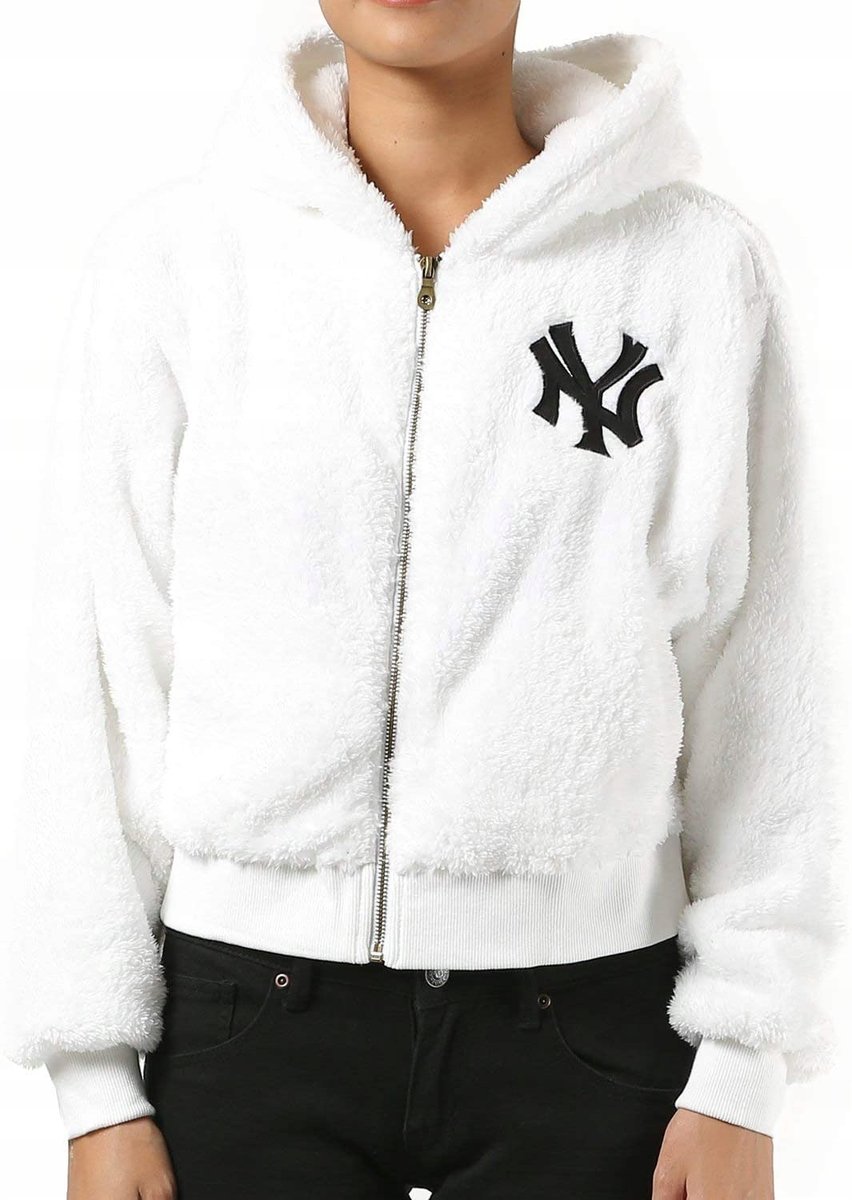 Biała bluza pluszowa New York Yankees Majestic L