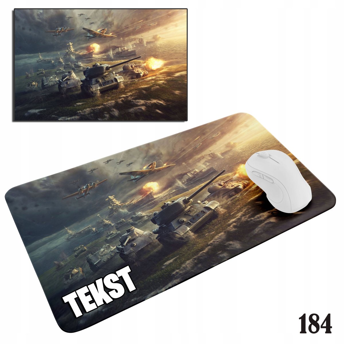 PODKŁADKA POD MYSZKĘ MYSZ WZORY DO WYBORU - WOJSKO MUNDUR CZOŁG 20x24cm