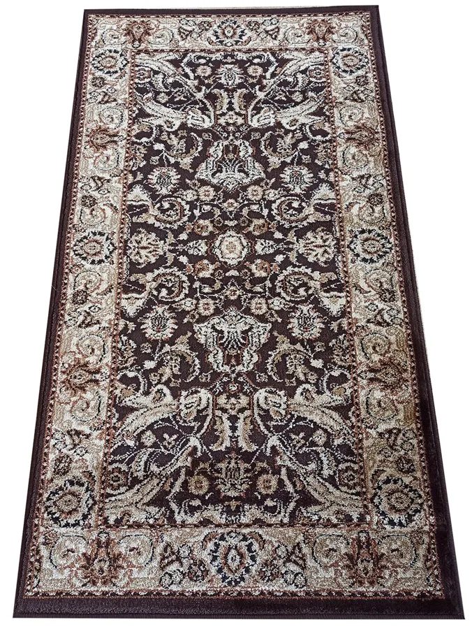 Brązowy prostokątny dywan w klasyczny wzór H0-F63