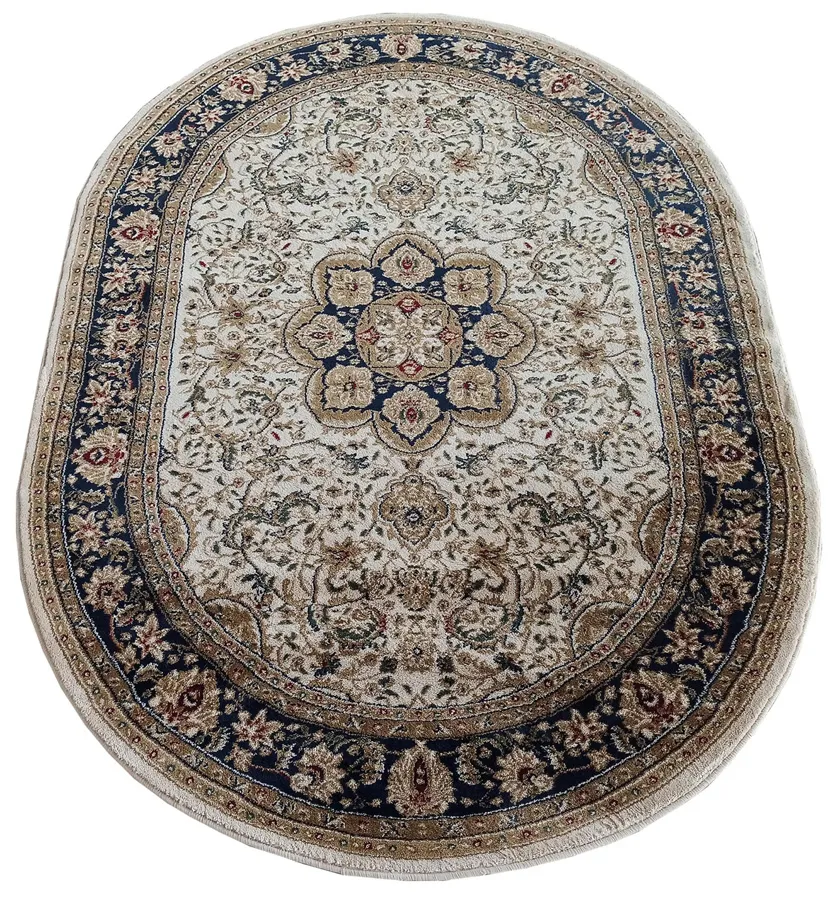 Kremowy owalny dywan w klasycznym stylu P5-K14