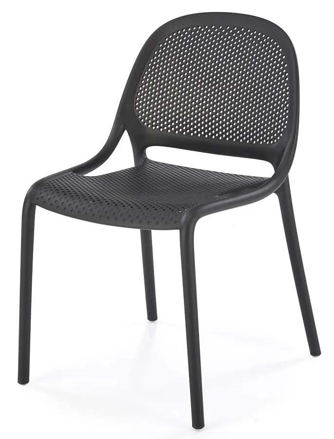 Czarne ażurowe krzesło sztaplowane W0-T34