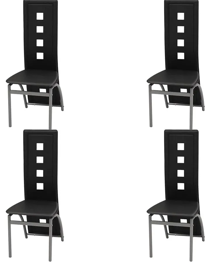 Komplet 4 czarnych nowoczesnych krzeseł - Loro