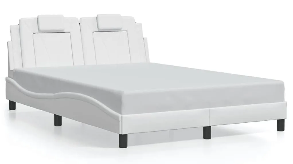 Białe łóżko z ekoskóry z kolorowym oświetleniem led 140x200 F5-Z84