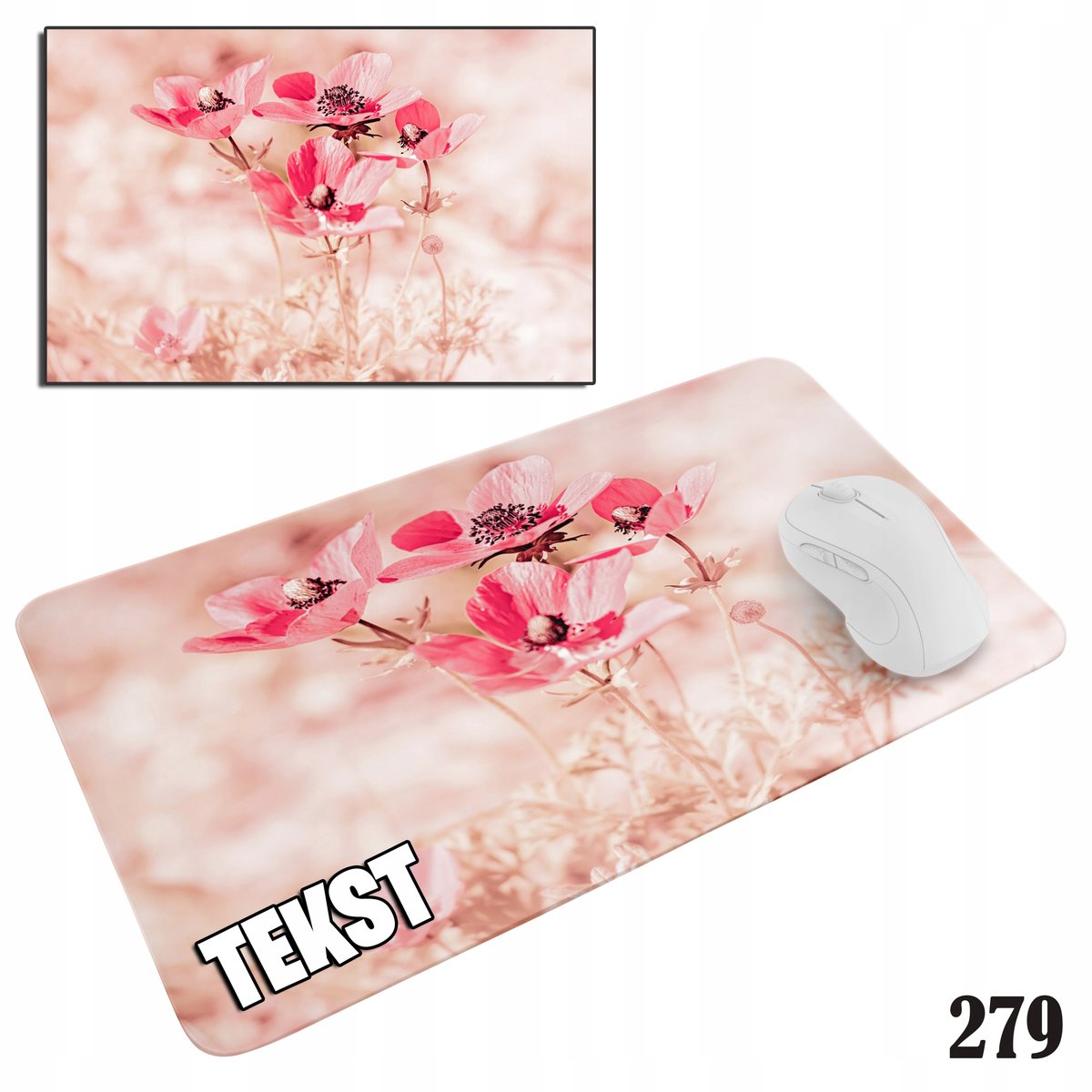 PODKŁADKA POD MYSZKĘ MYSZ WZORY DO WYBORU - MOTYLKI KWIATY 20x24cm