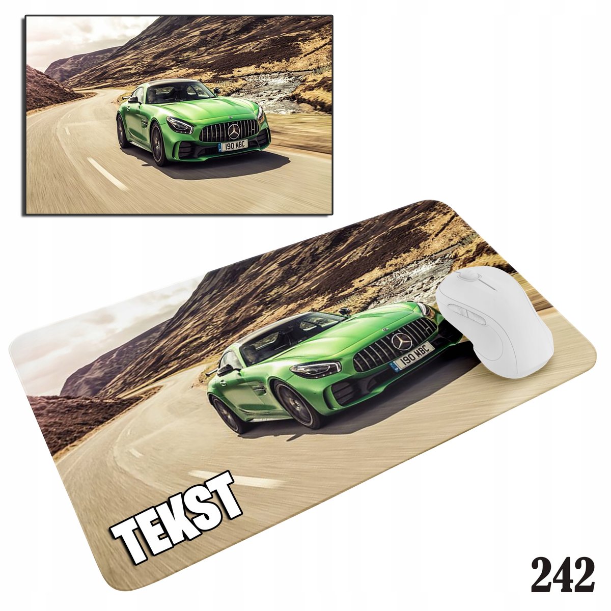 PODKŁADKA POD MYSZKĘ MYSZ WZORY DO WYBORU - MERCEDES SUPER AUTA 29x36cm