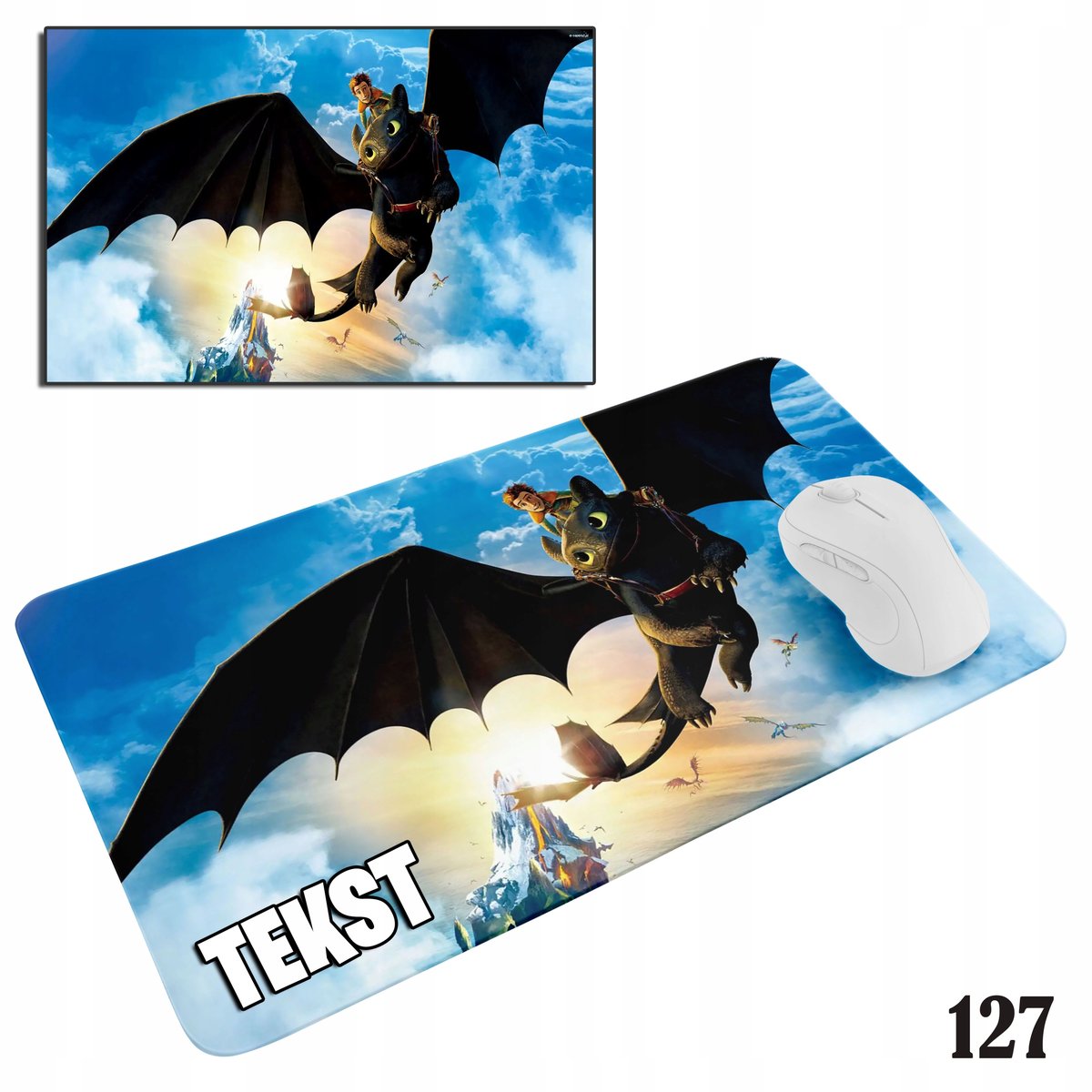 PODKŁADKA POD MYSZKĘ MYSZ WZORY DO WYBORU - JAK WYTRESOWAĆ SMOKA 29x36cm