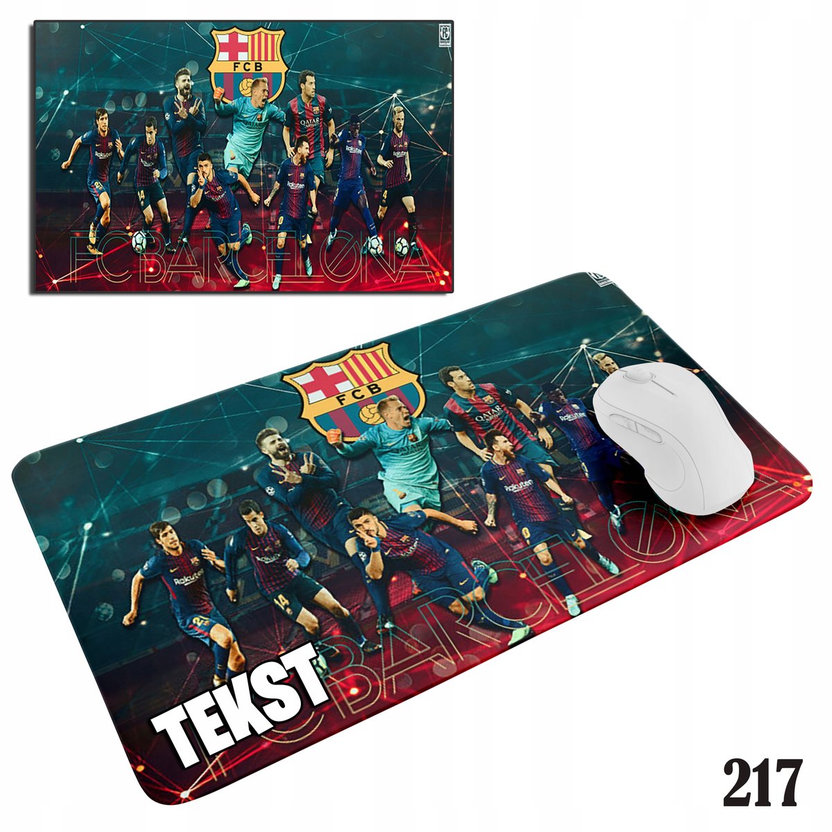 PODKŁADKA POD MYSZKĘ MYSZ WZORY DO WYBORU - FC BARCELONA PIŁKA 20x24cm
