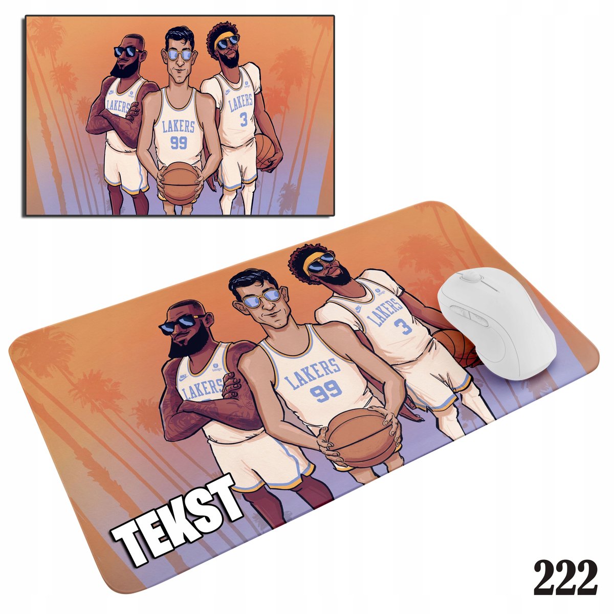 PODKŁADKA POD MYSZKĘ MYSZ WZORY DO WYBORU - LAKERS NBA KOSZYKÓWKA 20x24cm