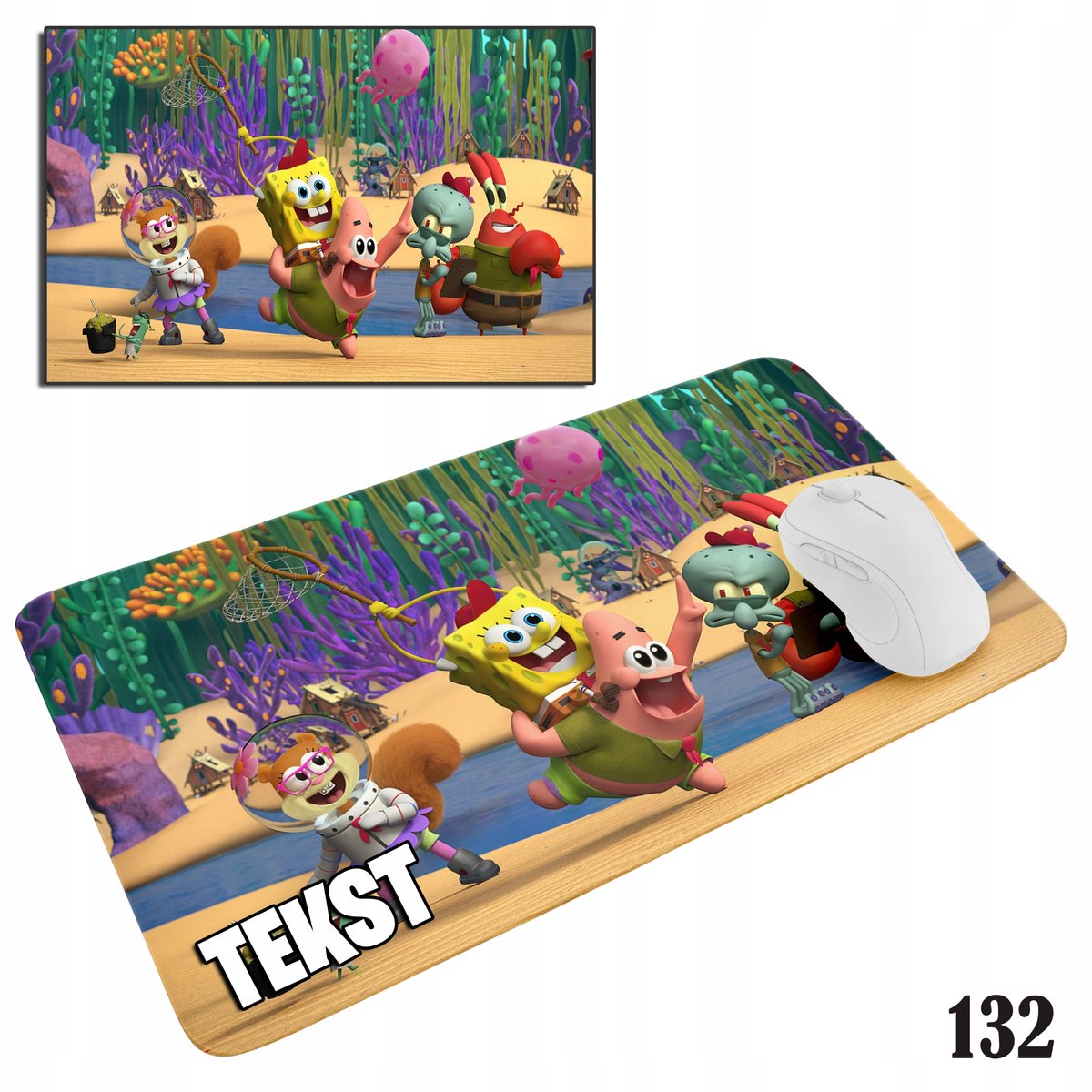 PODKŁADKA POD MYSZKĘ MYSZ WZORY DO WYBORU - SPONGEBOB SPANDŻBOB 29x36cm