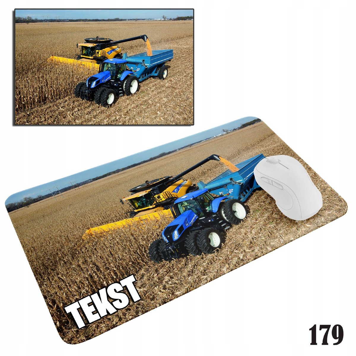 PODKŁADKA POD MYSZKĘ MYSZ WZORY DO WYBORU - KOMBAJN NEW HOLLAND 20x24cm