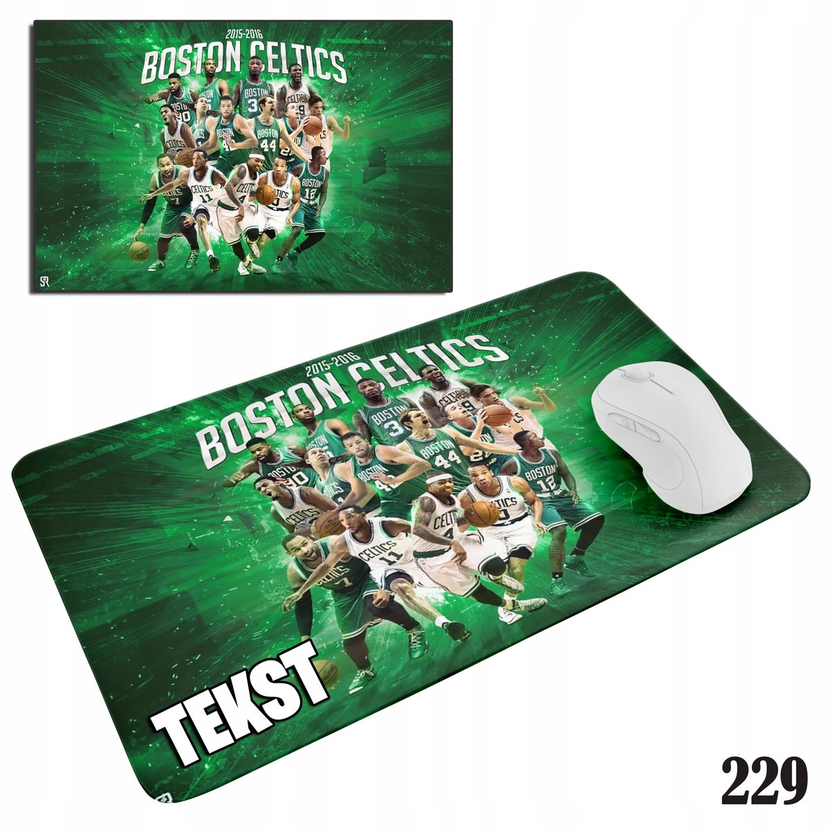 PODKŁADKA POD MYSZKĘ MYSZ WZORY DO WYBORU - NBA BOSTON CELTICS 20x24cm