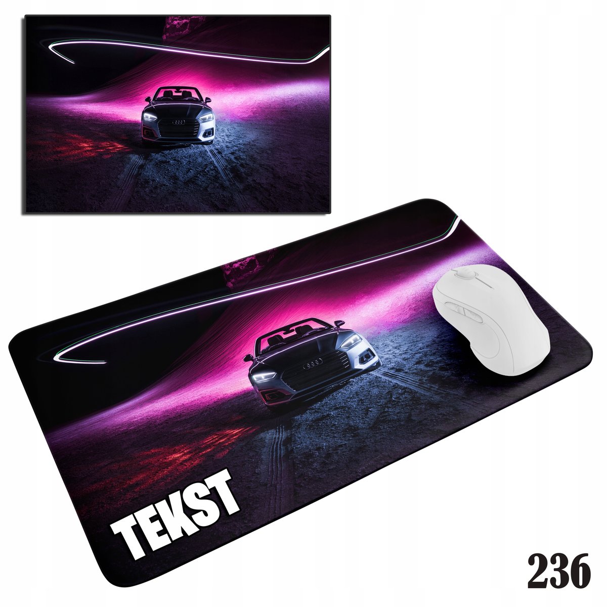 PODKŁADKA POD MYSZKĘ MYSZ WZORY DO WYBORU - AUDI SUPER AUTA 29x36cm