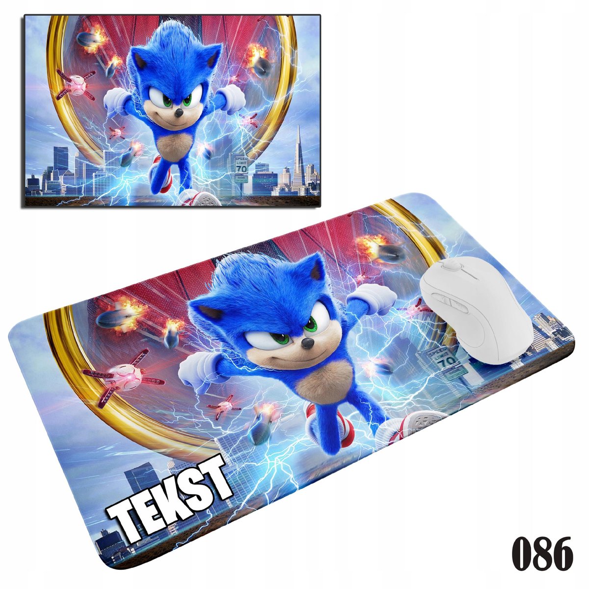 PODKŁADKA POD MYSZKĘ MYSZ WZORY DO WYBORU - SONIC SONIK BAJKI 29x36cm