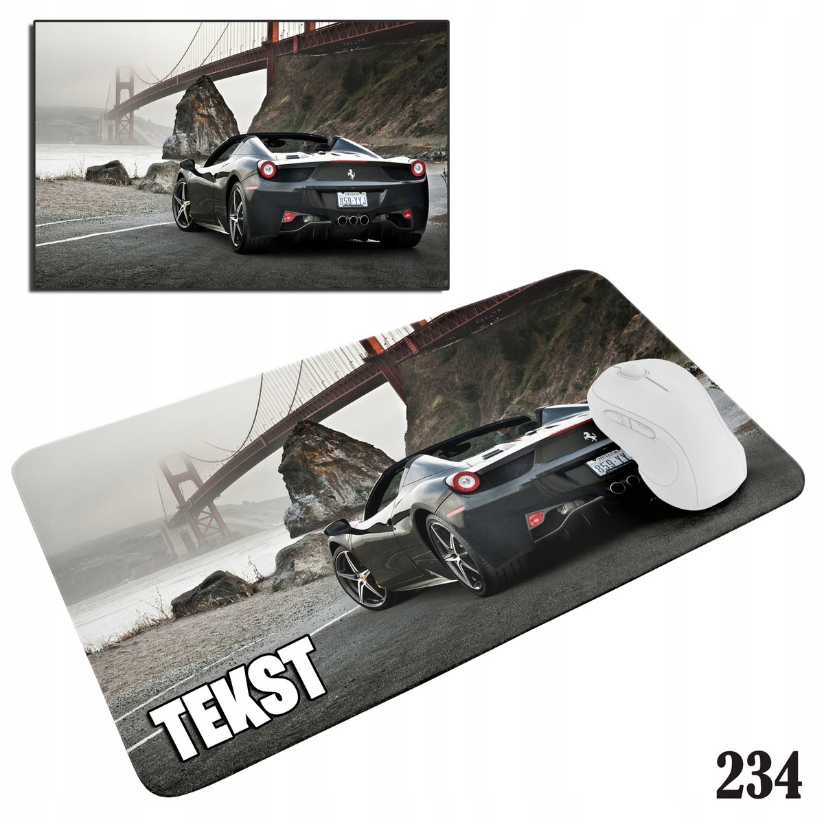 PODKŁADKA POD MYSZKĘ MYSZ WZORY DO WYBORU - FERRARI SUPER AUTA 29x36cm