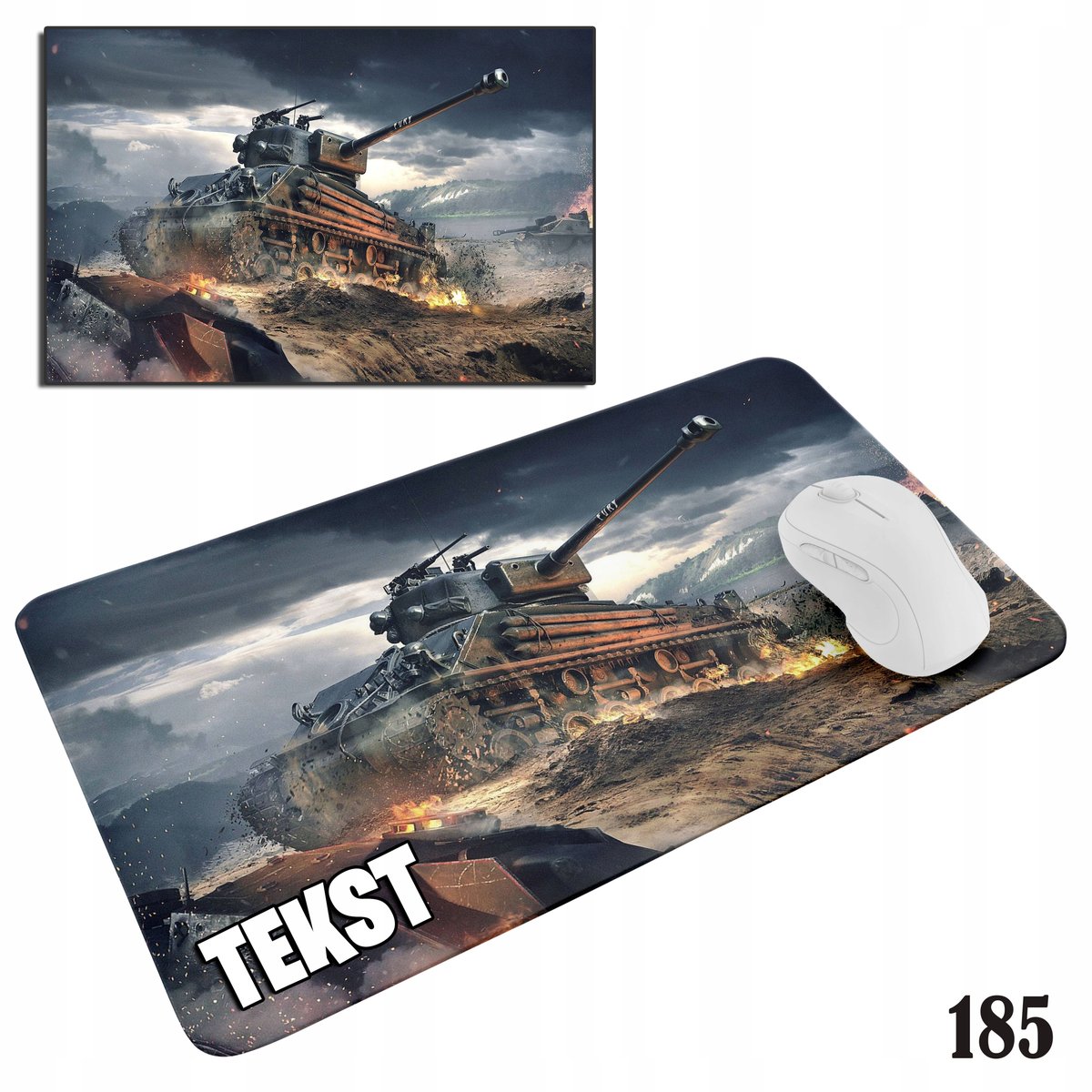 PODKŁADKA POD MYSZKĘ MYSZ WZORY DO WYBORU - WOJSKO MUNDUR CZOŁG 20x24cm