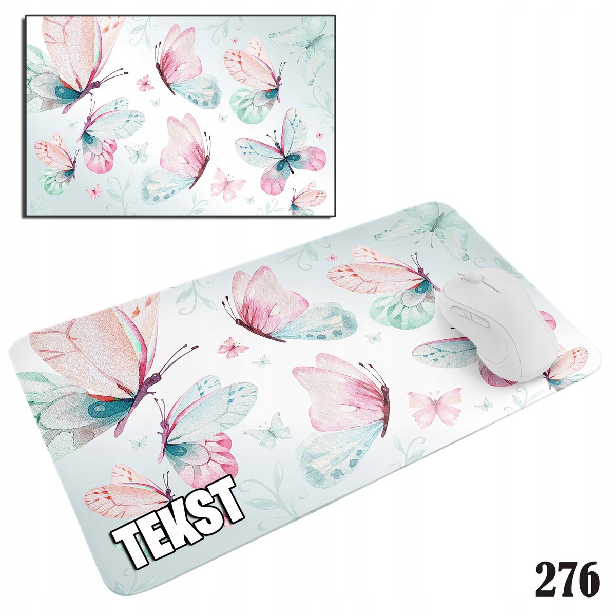 PODKŁADKA POD MYSZKĘ MYSZ WZORY DO WYBORU - MOTYLKI KWIATY 20x24cm
