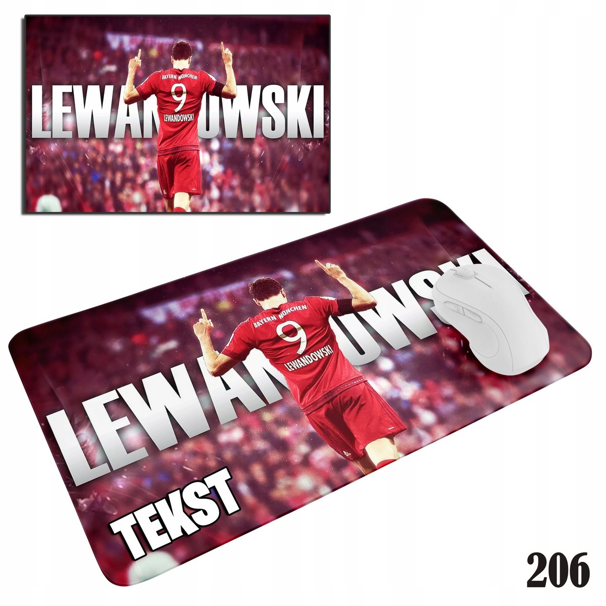 PODKŁADKA POD MYSZKĘ MYSZ WZORY DO WYBORU - PIŁKA LEWANDOWSK.I 20x24cm