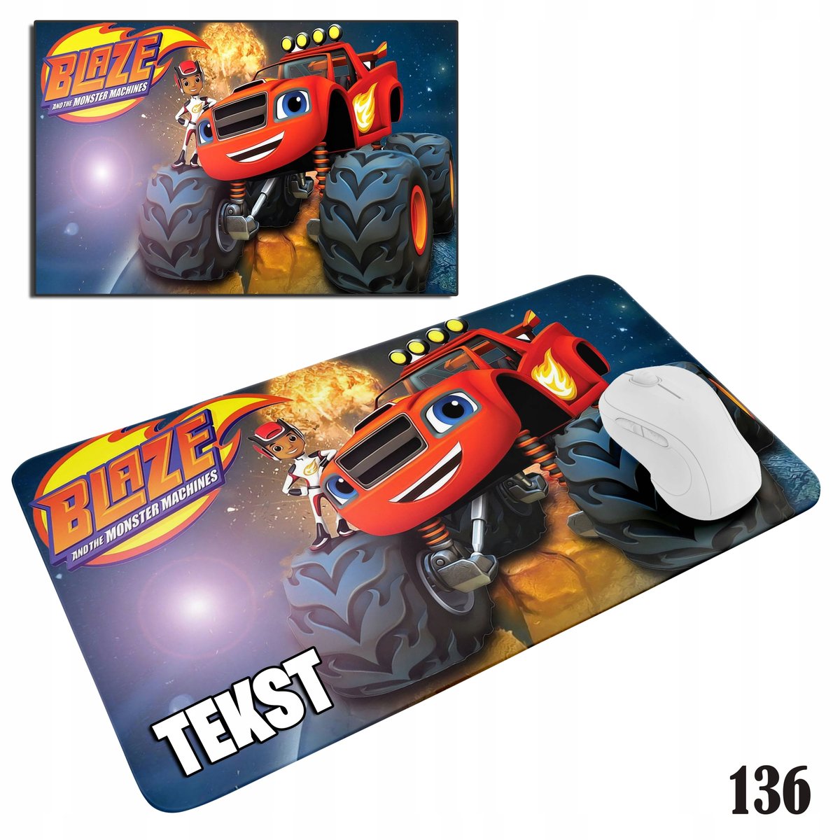 PODKŁADKA POD MYSZKĘ MYSZ WZORY DO WYBORU - BLAZE TRUCK AUTKA 29x36cm