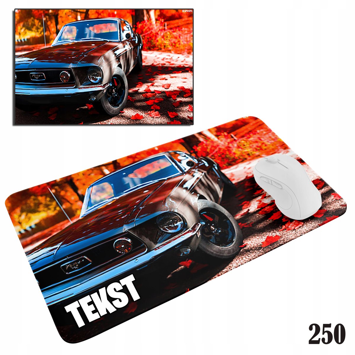 PODKŁADKA POD MYSZKĘ MYSZ WZORY DO WYBORU - SAMOCHODY FORD MUSTANG 20x24cm