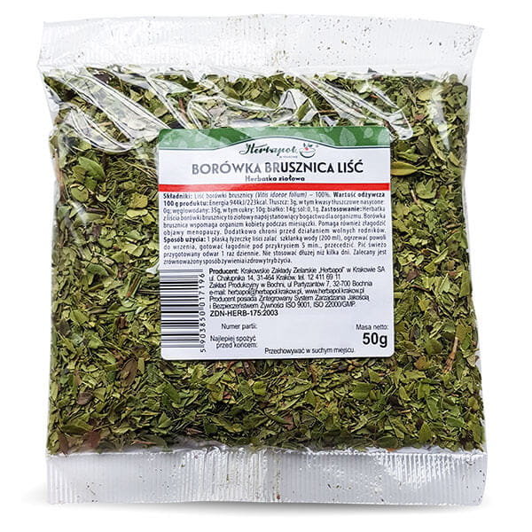 Borówka brusznica liść 50g HERBAPOL KRAKÓW