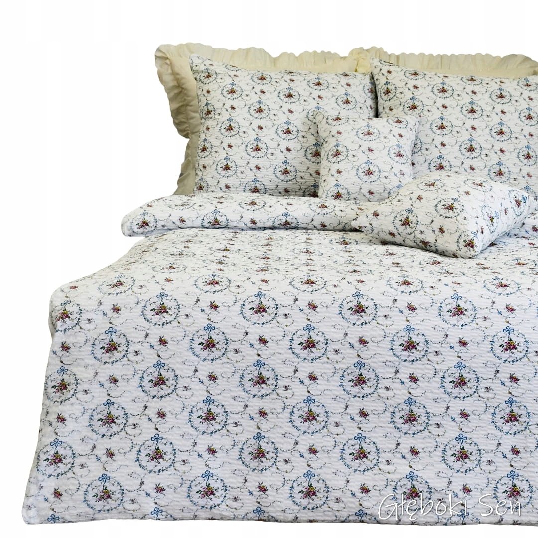 Pościel z Kory 160x200 2 x 70/80 Wianuszki Niebieskie Kora Polska