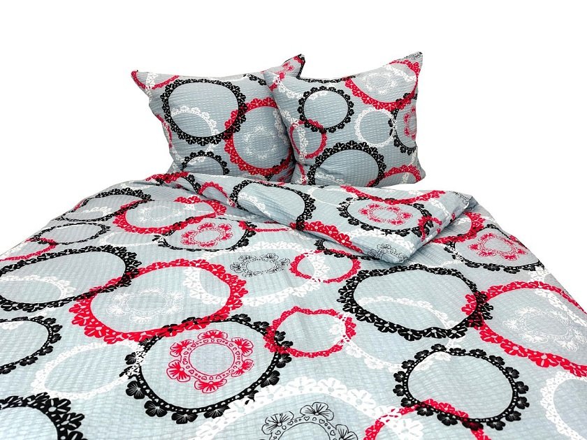 Pościel z kory Lux 160x200 2604-1 czerwono-czarna koronka