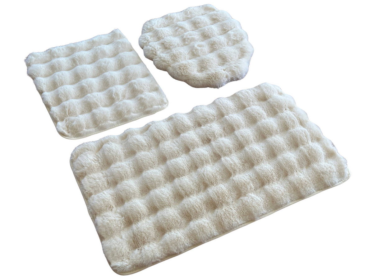 Dywaniki Łazienkowe Aruba 3D Ecru 3 cz.-3cz. : Dywanik 50x80+ podkładka 50x40+ nakładka 48x50