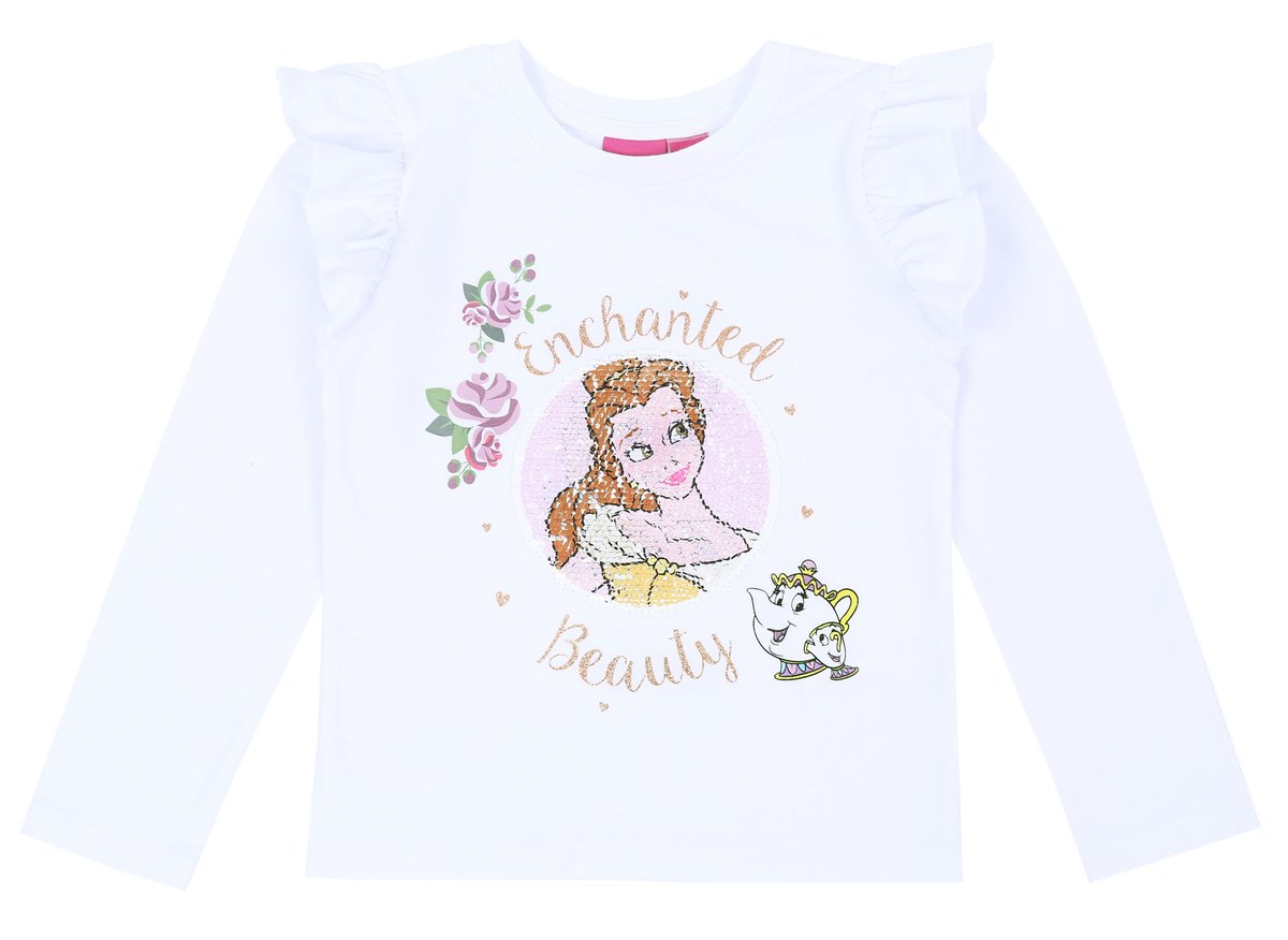 Biała bluzka z falbanką Bella DISNEY 6-7 lat 122 cm