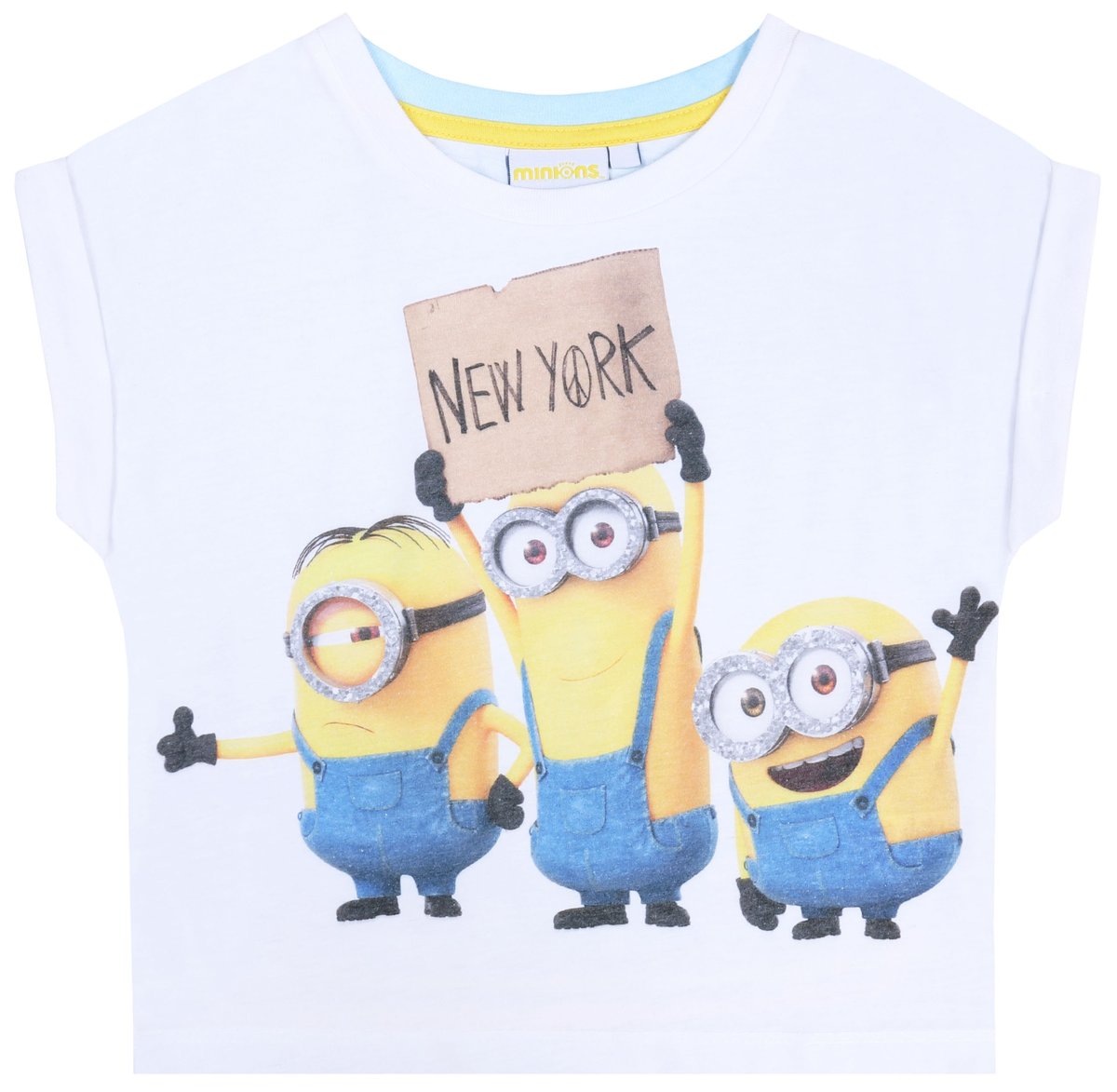 Biały, krótki t-shirt/top MINIONKI 10-11 lat 146 cm