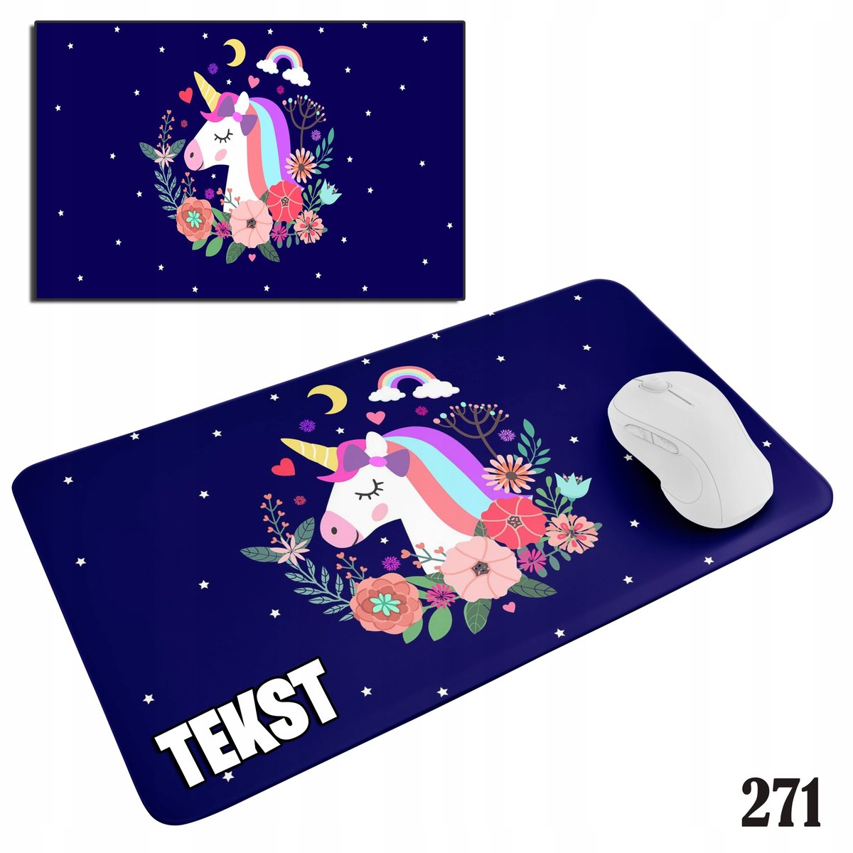 PODKŁADKA POD MYSZKĘ MYSZ WZORY DO WYBORU - JEDNOROŻEC UNICORN 29x36cm
