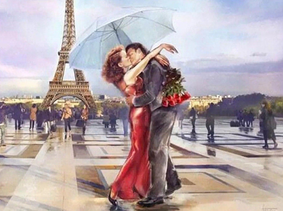 Haft Diamentowy Diamond Painting Mozaika Diamentowa Para W Paryżu