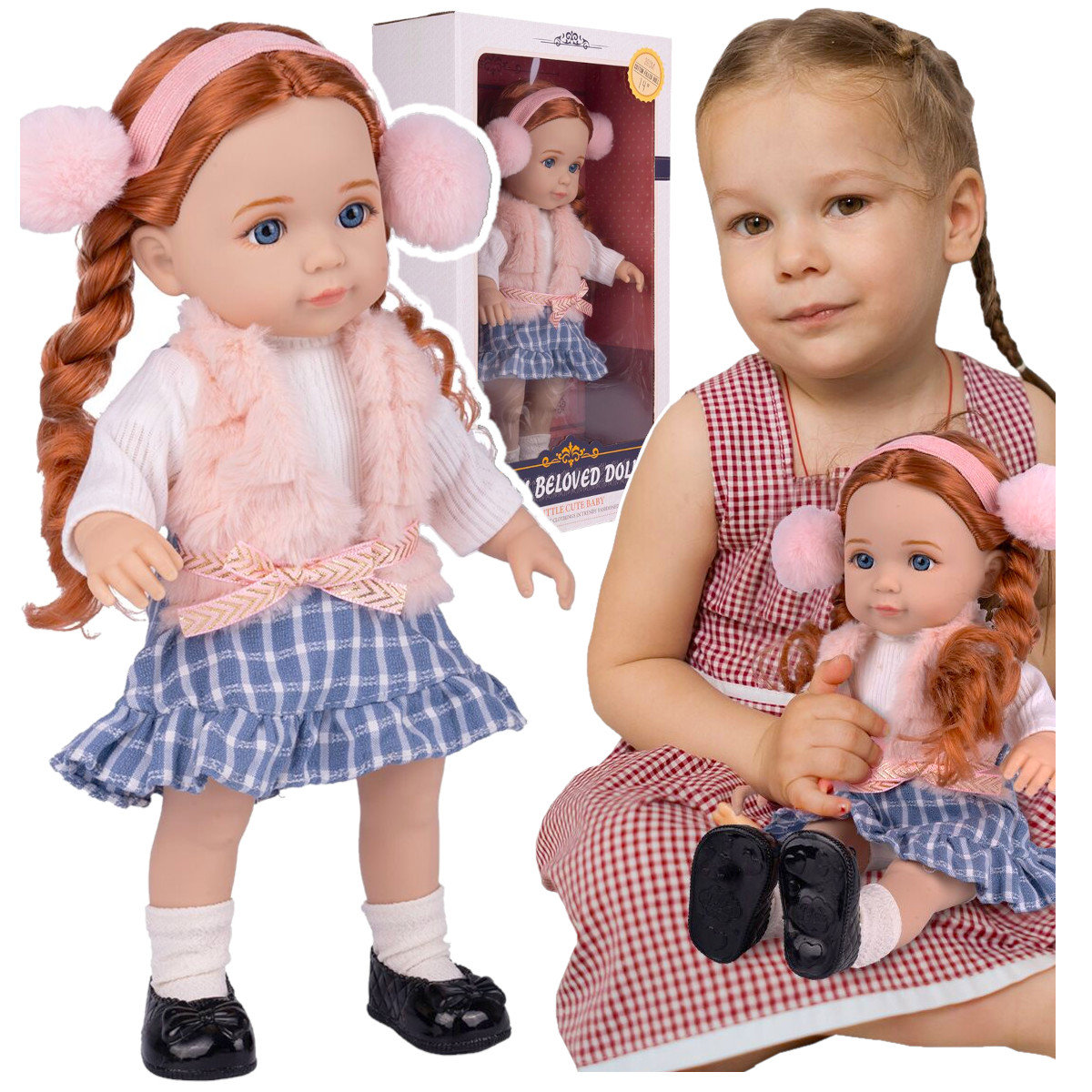 Lalka BOBAS Dziewczynka 36cm z ubrankiem i akcesoriami Z1092