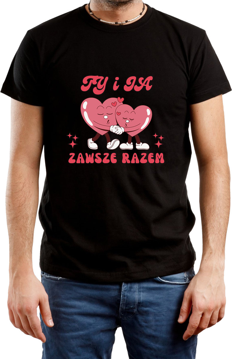 T-SHIRT MĘSKI PREZENT DLA CHŁOPAKA WALENTYNKI KOSZULKA CZARNA R-M A542