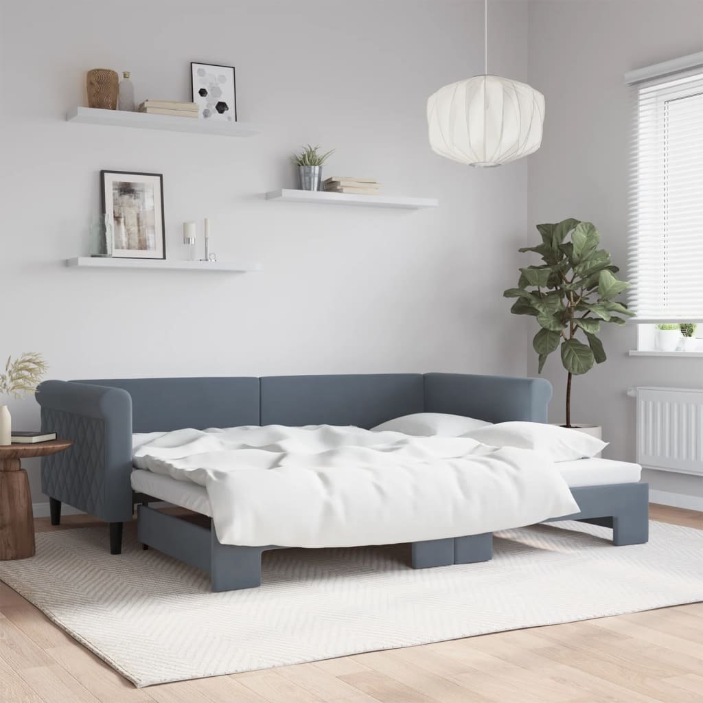 Sofa rozsuwana, ciemnoszara, 90x200 cm, aksamit Lumarko!