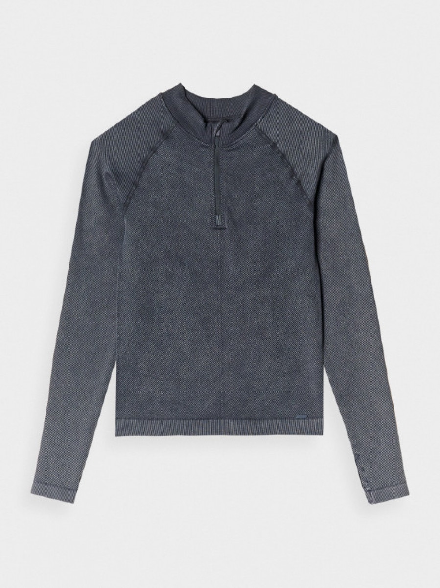 Damski longsleeve basic 4F 4FRAW24TLONF504 - czarny