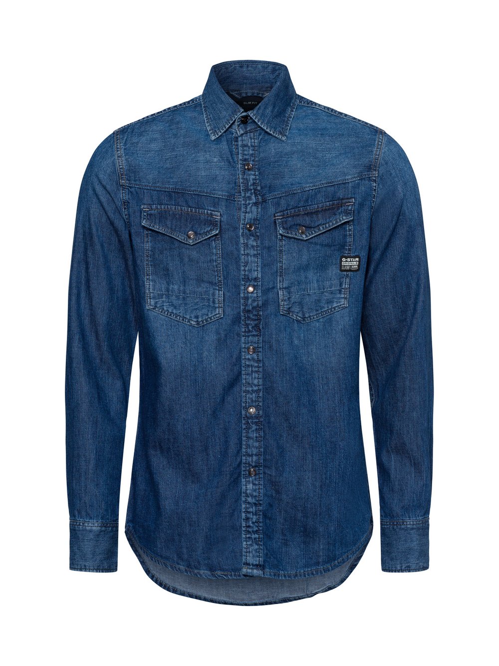 G-Star RAW Męska koszula dżinsowa Mężczyźni Slim Fit Bawełna niebieski jednolity, S