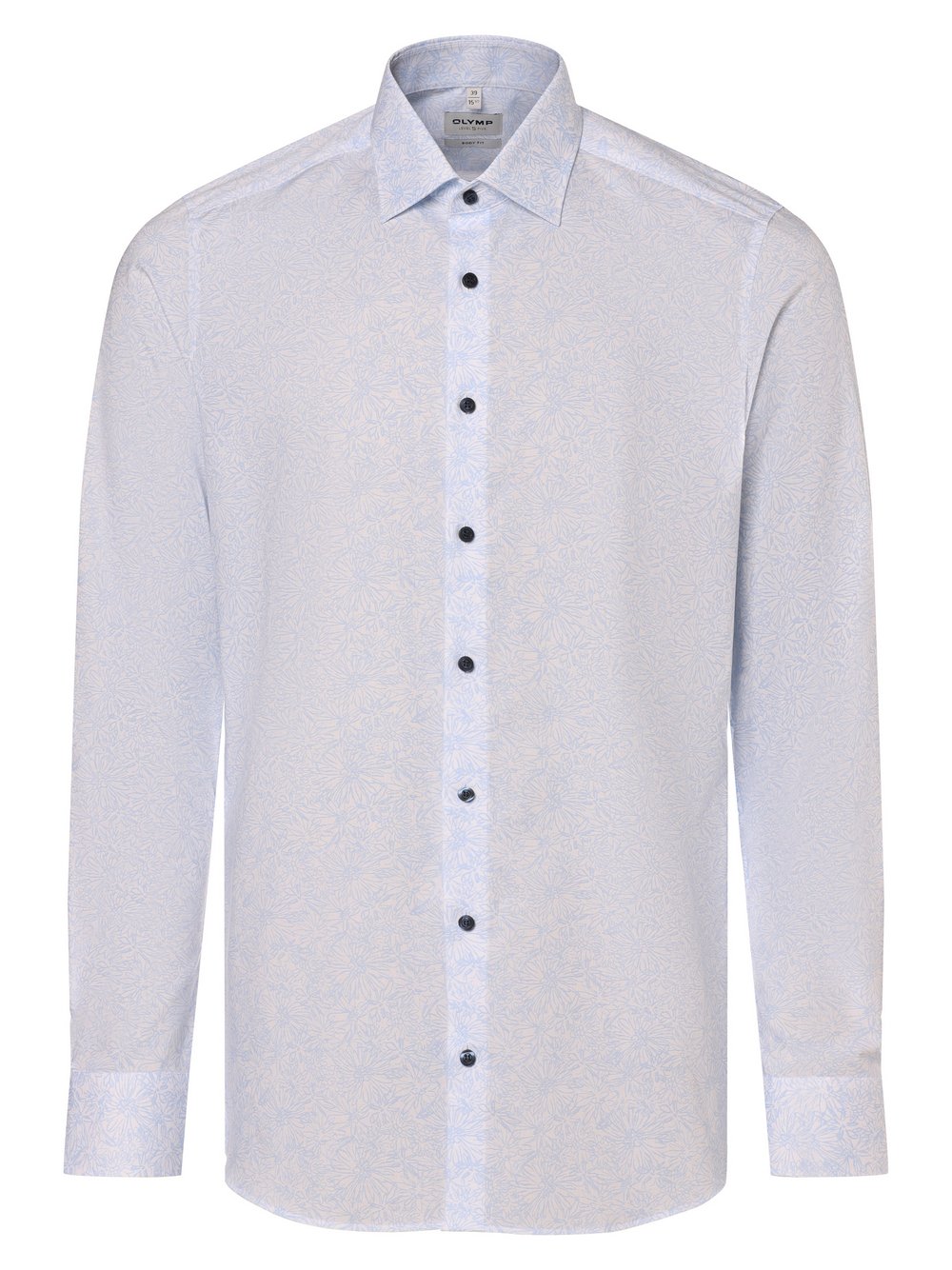 Olymp Level Five Koszula męska Mężczyźni Slim Fit Bawełna niebieski wzorzysty, 38