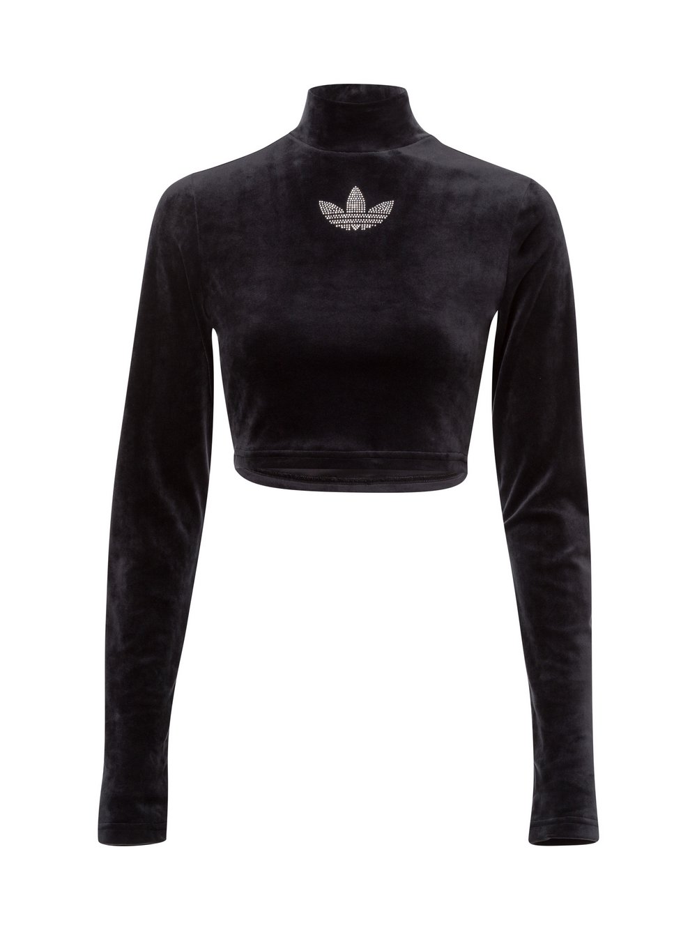 adidas Originals Damska koszulka z długim rękawem - Bling Crop Kobiety Sztuczne włókno czarny wzorzysty, S