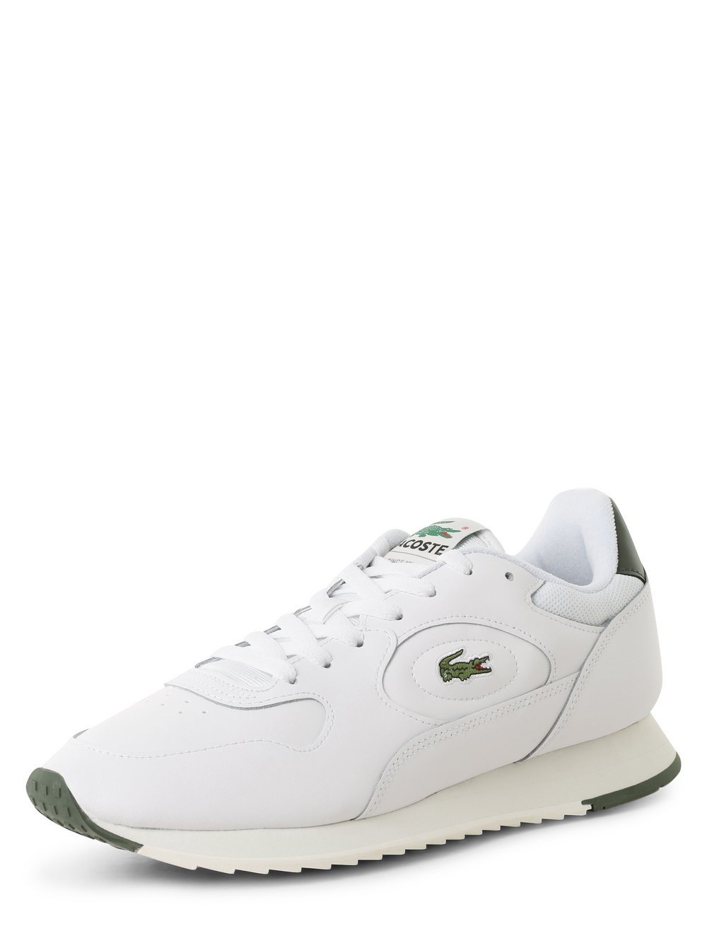 Lacoste Tenisówki z dodatkiem skóry Mężczyźni skóra biały jednolity, 7.5